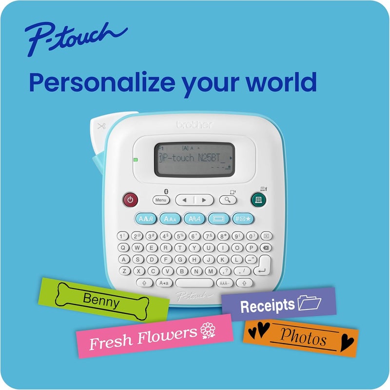 brother P-Touch PT-N25BTV3 Personal Connected Label Maker, Bluetooth (Bundle), Design&Print2 app, Portable, Handheld, 3 Sample Label Tapes Included, Prints with P-Touch Btag½â€ (12mm) Wide Tapes - Image 2